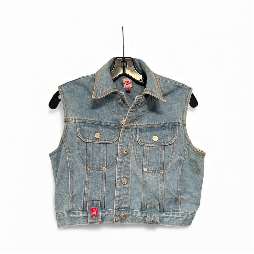 Jou‎ Jou  Womens Small Vest Blue Jeans Denim Metal Button Front